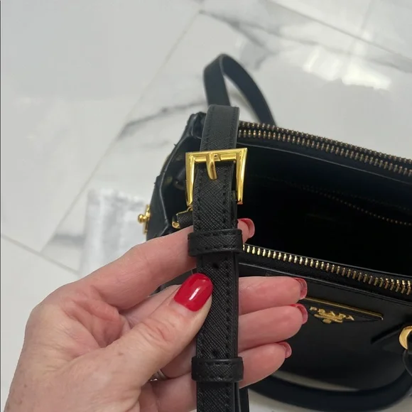 Prada Black Saffiano Mini Satchel with Gold Hardware - Picture 10 of 10